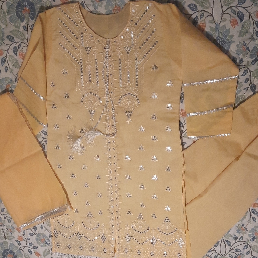 Embroidered Yellow Traditional Outfit